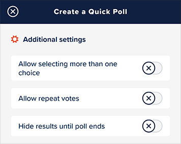 Additional settings of creating a poll