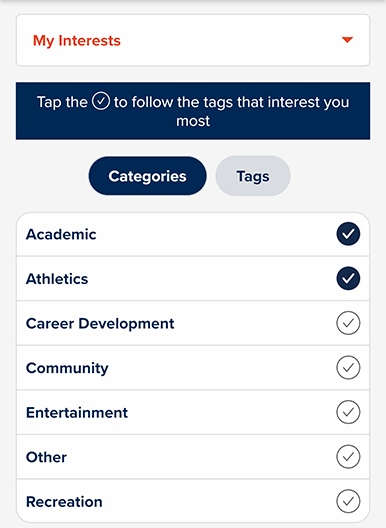 Choose your interested items in the categories and tags list.