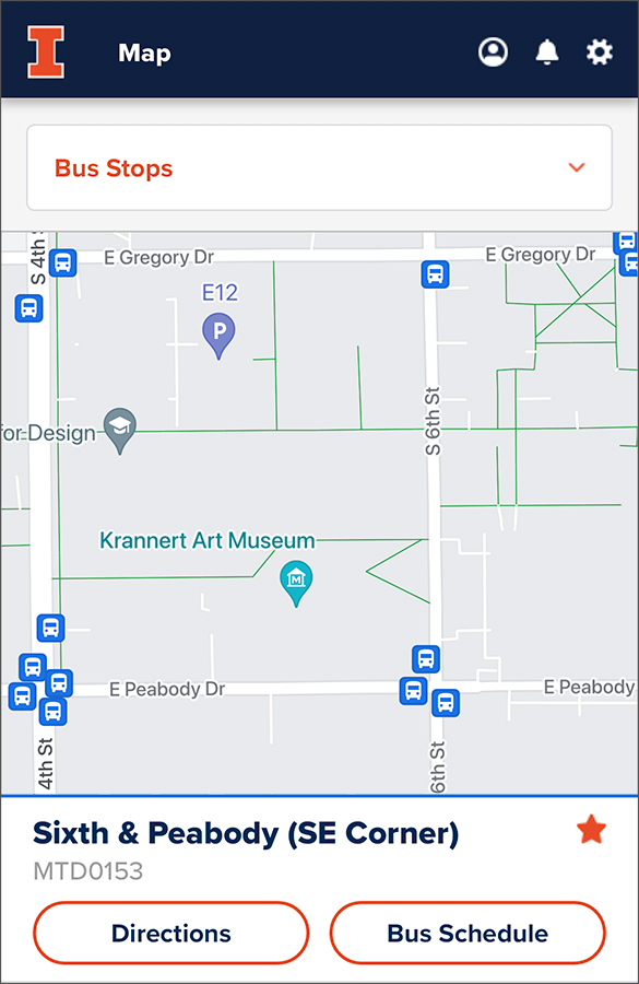 Pin My Bus Stops on the Map page to view bus schedule.